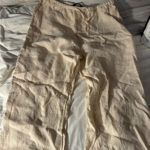 Brandy Melville creme linen pants